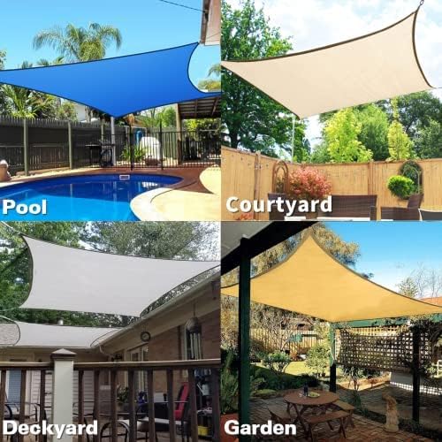 KANAGAWA 6'X6' Sand Custom Size Sun Shade Sail Square UV Block Canopy Cover for Patio Backyard Lawn Garden Outdoor (Customized Available)