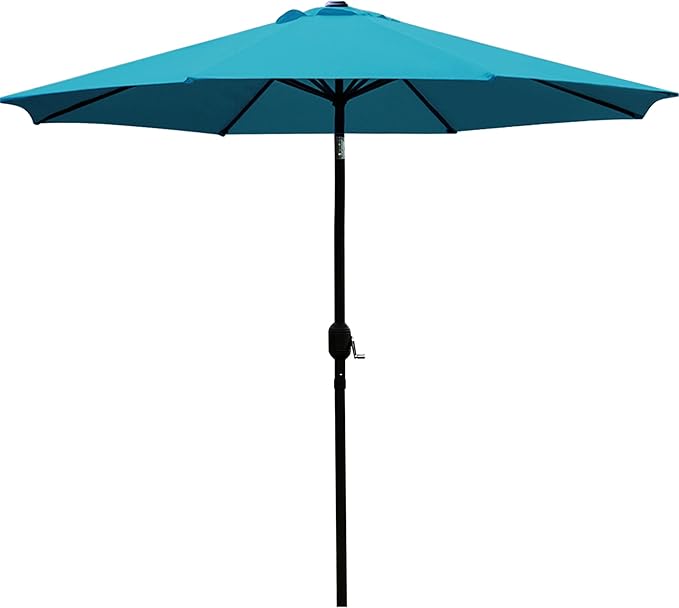 Sunnyglade 9' Patio Umbrella Outdoor Table Umbrella with 8 Sturdy Ribs (Teal Blue)