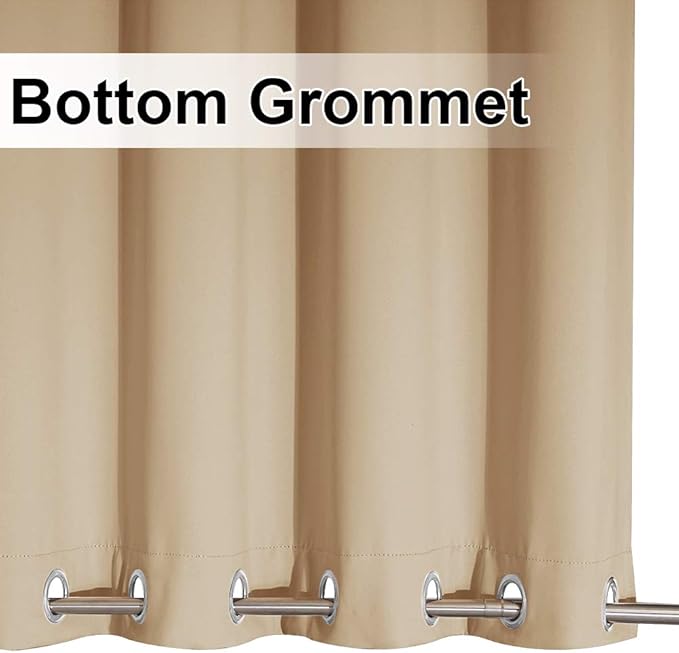 NICETOWN Waterproof Patio Outdoor Curtain and Drape, Extra Wide and Long W100 x L95, Thermal Insulated Top and Bottom Grommet Keep Sun & Rain Out Public Divider for Porch, Biscotti Beige, 1 Panel