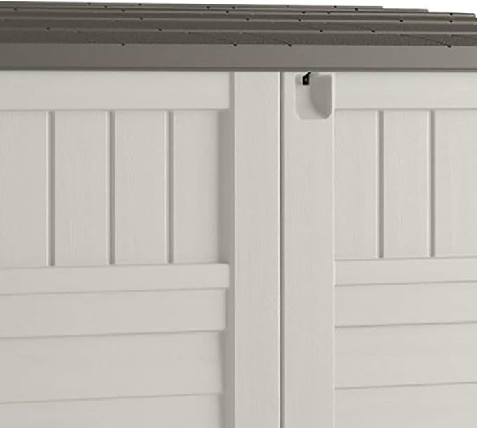 Suncast 4 Pack 34 Cu Ft Capacity Horizontal Outdoor Storage Shed for Garbage Cans, Garden Accessories, Backyard, and Patio Use, Vanilla