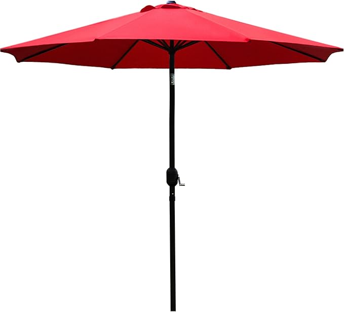 Sunnyglade 9' Patio Umbrella Outdoor Table Umbrella with 8 Sturdy Ribs (Red)