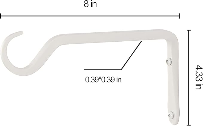 8" Plant Hangers 2-Pack - Heavy Duty Rust-Resistant Steel Hooks for Bird Feeders, Indoor/Outdoor Plants & Wall Decor, White