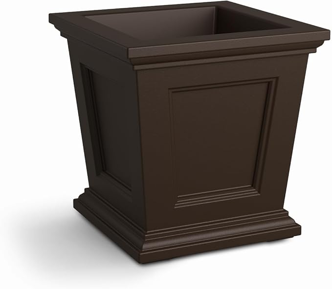 Mayne Fairfield 16-Inch Square Planter – Self-Watering, Weather-Resistant Planter for Flowers – Durable Outdoor Design for Patio, Porch, or Entryway