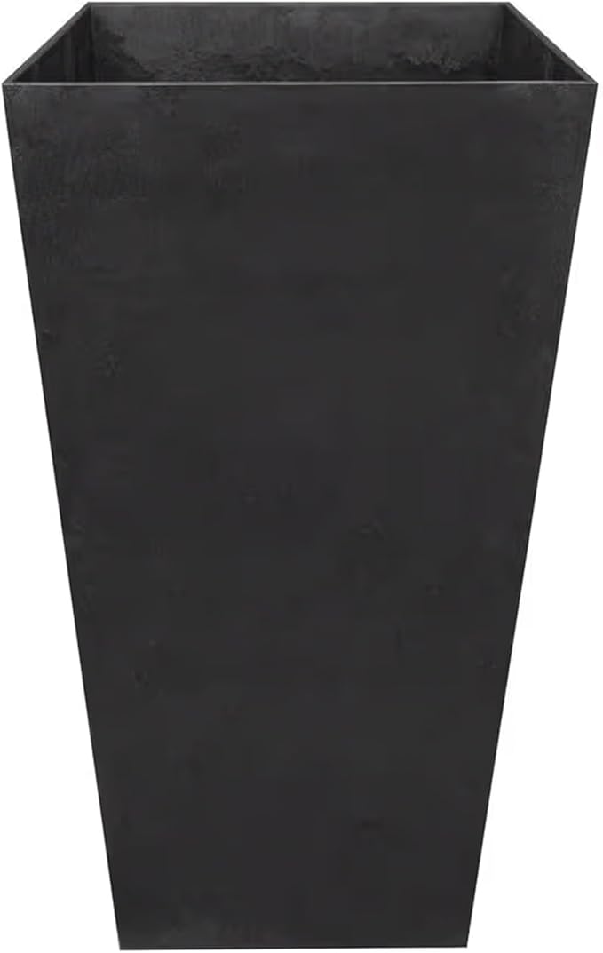 Tierra Verde 2-Pack Indoor & Outdoor Self-Watering Square Planters, Large, Sonata, Black - Planter Containers for Plants and Flowers - Gardening and Landscaping Accessories