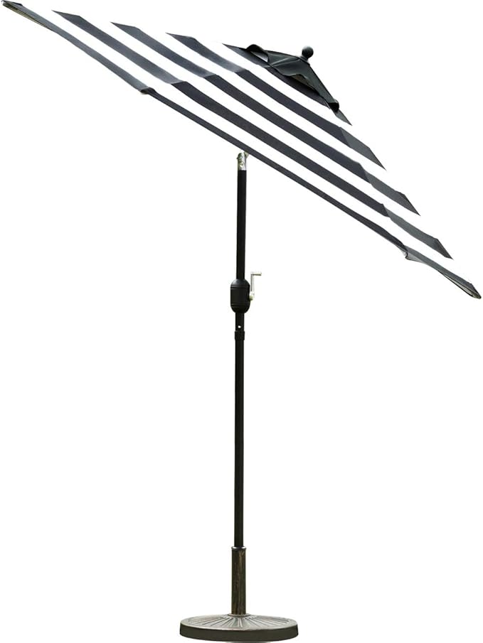 Sunnyglade 7.5' Patio Umbrella Outdoor Table Market Umbrella with Push Button Tilt/Crank, 6 Ribs (Black and White)