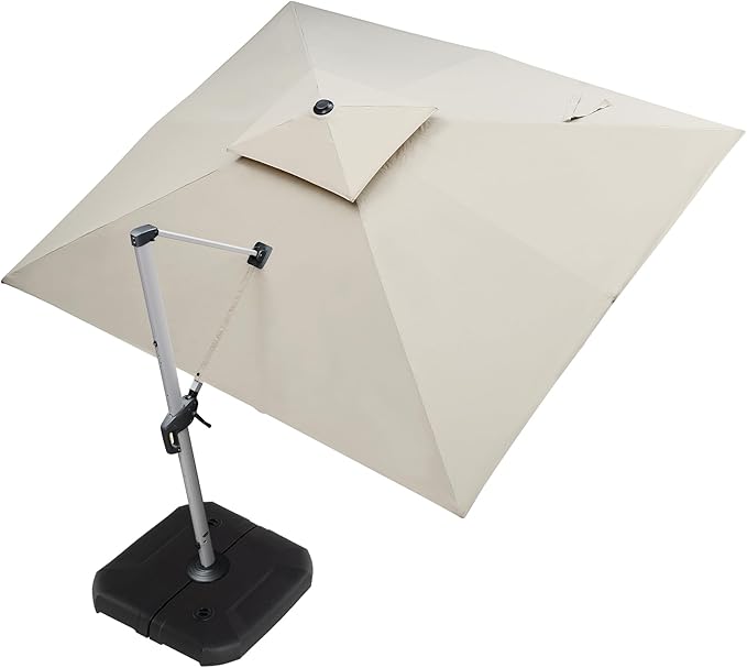 PURPLE LEAF 10' X 12' Patio Umbrella Outdoor Rectangle Umbrella Large Cantilever Umbrella Windproof Offset Heavy Duty Sun for Garden Deck Pool Patio, Beige