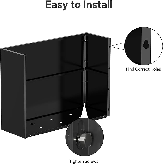Heavy-Duty Galvanized Steel Planter with Removable Insert Shelf & 4 Drainage Holes - 32x12x24 Inches Large Size Planters for Outdoor/Indoor Patio, Black