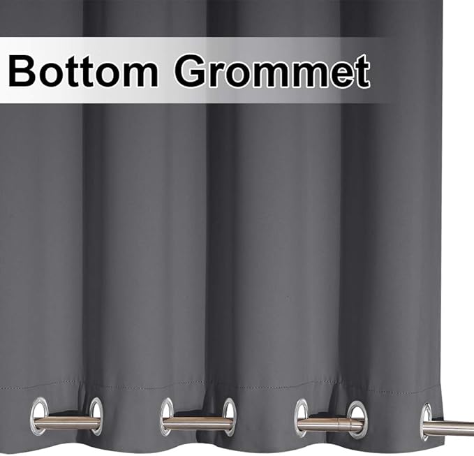 NICETOWN Gazebo Curtains for Patio Waterproof Extra Wide 2 Panels, Blackout Weatherproof Thermal Insulated Rustproof Top & Bottom Grommet Outdoor Windproof Drapes for Pergola, Grey, W84 x L84