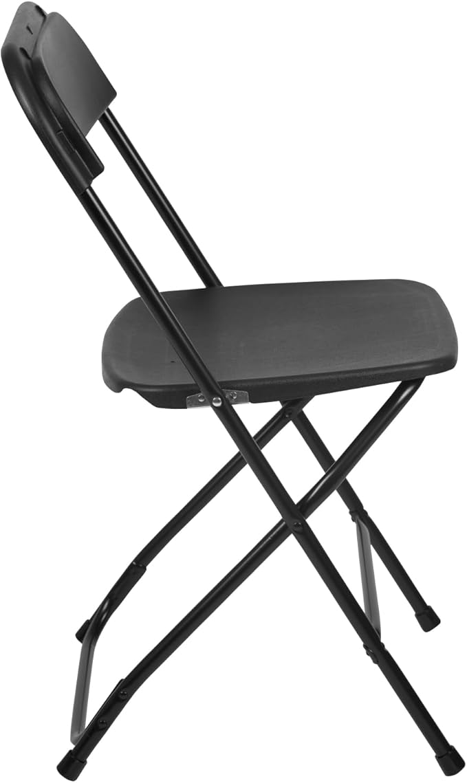 Flash Furniture Hercules Series Plastic Folding Chairs for Parties and Weddings, Stackable Commercial Event Seats with 650-lb. Static Weight Capacity, Set of 4, Black