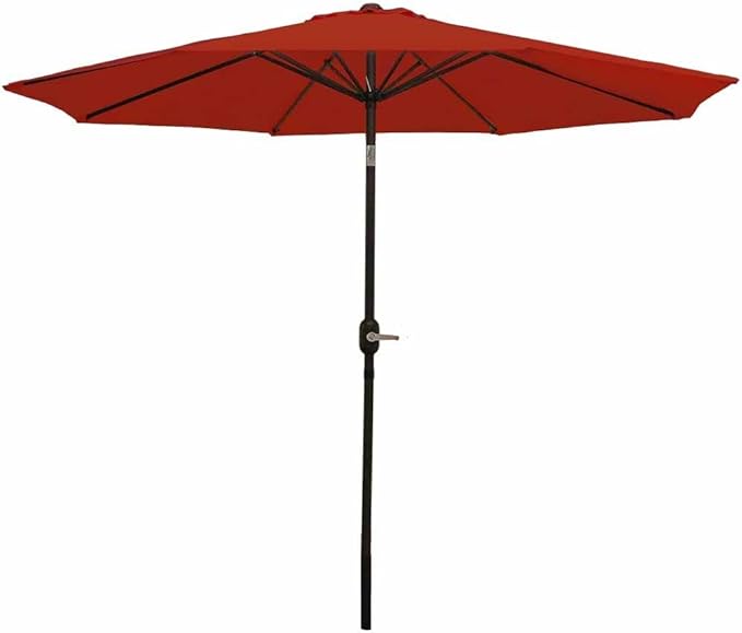 Sunnydaze Outdoor Patio Umbrella - Polyester Table Market Umbrella with Push-Button Tilt and Crank - 8 Sturdy Ribs - Burnt Orange - 9ft
