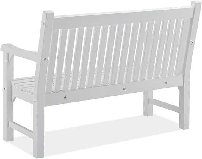 Psilvam 2-Person Poly Lumber Outdoor Bench with 700 Lbs Weight Capacity – Weatherproof Garden Seating for, Balcony Porch & Park, All-Weather Fade-Resistant Patio Furniture (White)