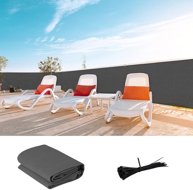 LOVE STORY Custom Size 3'x35' Dark Grey Balcony Privacy Screen,UV Block Privacy Fence Screen,90% Shield for Outdoor Pool Garden Apartment Railing