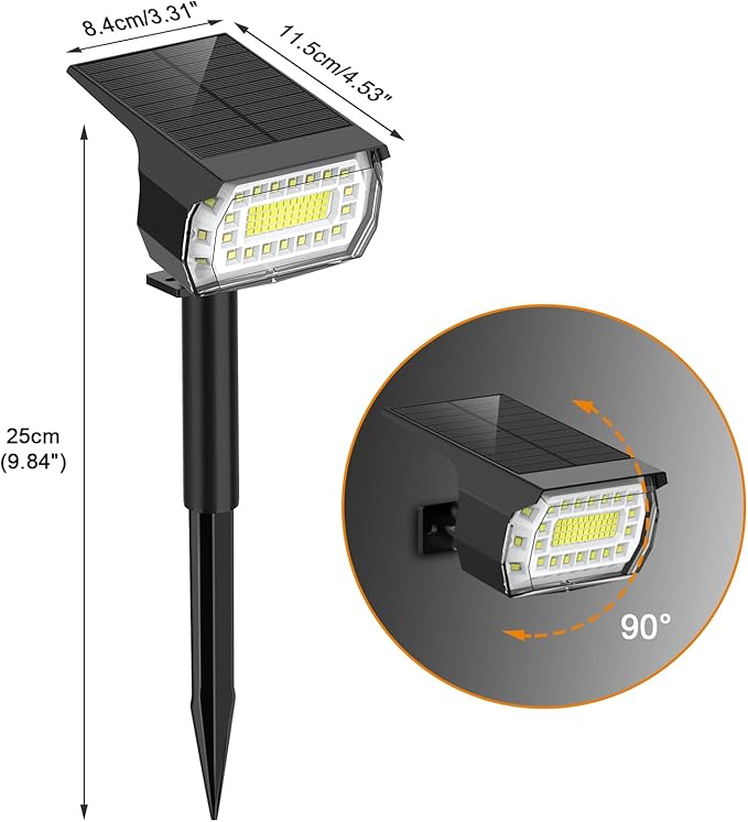 LANSOW Solar Spot Lights Outdoor, [12 Pack/76 LED] 2-in-1 Solar Landscape Spotlights, 3 Modes IP65 Waterproof Dusk to Dawn Solar Powered Flood Wall Lights for Outside Yard Garden Pathway(Cool White)