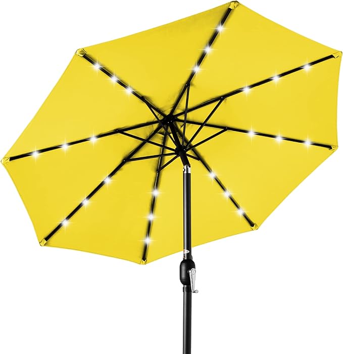 Best Choice Products 10ft Solar Polyester LED Lighted Patio Umbrella w/Tilt Adjustment and UV-Resistant Fabric