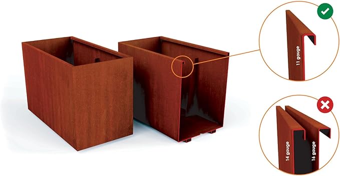 Plantercraft Large Round Planters for Outdoor Plants | 36x16 Inch Tall Corten Steel Planter | Extra Large Outdoor Planters for Entryway, Patio & Deck | Weathering Metal Planter