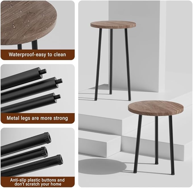Plant Stand Indoor Tall: Corner Wood Plant Stand 2 Pack Mid Century Modern Decor - Small Round Plant Table for Indoor Plants - Outdoor Plant Holder for Patio Living Room Bathroom Office (Grey Wood)
