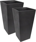 Tierra Verde 2-Pack Indoor & Outdoor Self-Watering Square Planters, Large, Sonata, Black - Planter Containers for Plants and Flowers - Gardening and Landscaping Accessories