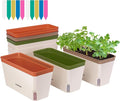 VIVOSUN Self-Watering Planters, 6-Pack 10.5 Inch Compact Rectangular Window Herb Planter Box with 10 PCS Plant Labels, Plant Container for Basil, Flowers, Succulents, Indoor & Outdoor
