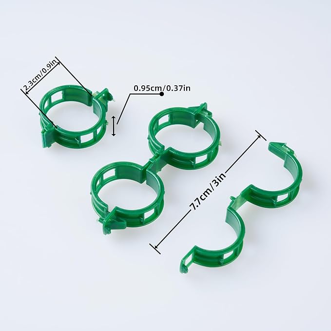 100 Pcs Plant Support Clips,Plastic Clips for Securing Plants,Tomato Vine Clips,Plant Fixing Clips,Garden Clips for Climbing Plants,Grape and Vine Vegetables (100, Green)