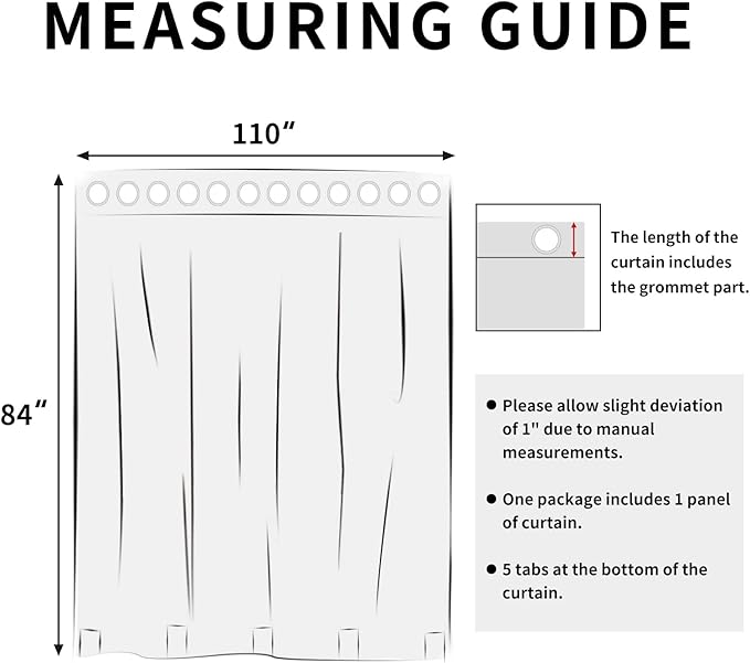 Easy-Going Linen Look Outdoor Curtains Waterproof Windproof Porch Curtains, Soft Thicken Outdoor Privacy Curtains for Patio, Gazebo, Grommet Top and Tab Bottom Drape, 1 Panel, 110x84 inch, Black