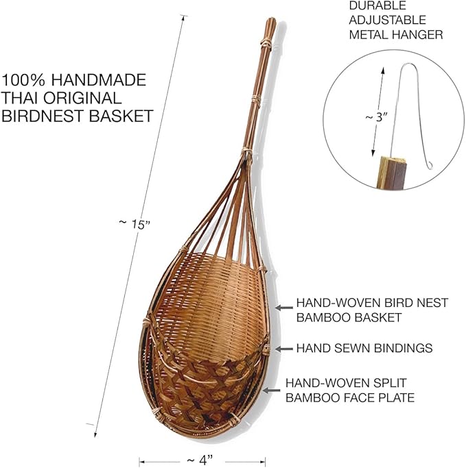 Handmade 100% Thai Bamboo Hanging Orchid Basket – 4 Inch Set of 6
