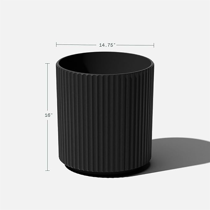 Veradek Demi Series Round Planter for Porch, Patio, Backyard | Durable Plastic-Stone Composite Material | Modern Décor for Tall Plants, Flowers