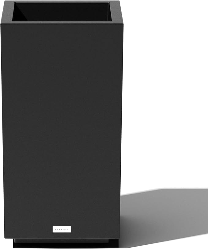 Veradek Block Series Pedestal Planter - Tall Planter for Indoor or Outdoor Front Porch | All-Weather Use with Removable Insert Bucket | Modern Décor for Flowers, Tall Trees, Faux Plants