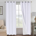 H.VERSAILTEX Linen Blackout Curtains 84 Inches Long 100% Blackout Thermal Insulated Textured Linen Look Curtain Draperies Anti-Rust Grommet, Energy Saving with White Liner, 2 Panels, Bright White