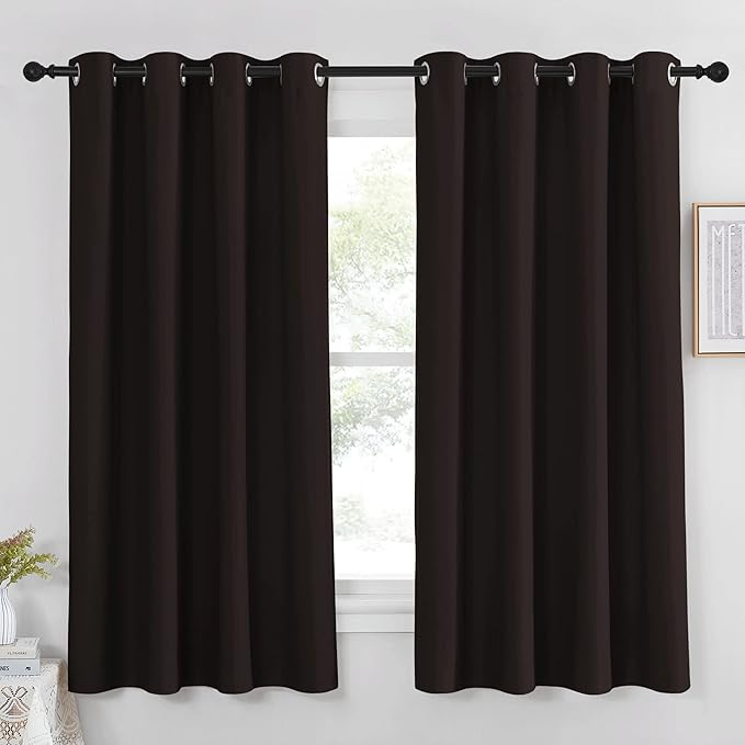 NICETOWN Blackout Window Drape and Curtain - (Toffee Brown Color) Window Treatment Panel for Home Theater, Noise Reducing Drape/Drapery, 52 inches Wide by 63 inches Long, 1 Piece
