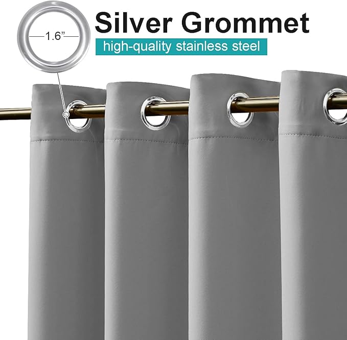 NICETOWN Outdoor Curtain for Patio Waterproof W100 x L84, Blackout Vertical Blinds Thermal Insulated Stainless Steer Grommet Indoor Outdoor Divider for Public Space, Silver Grey, 1 Piece