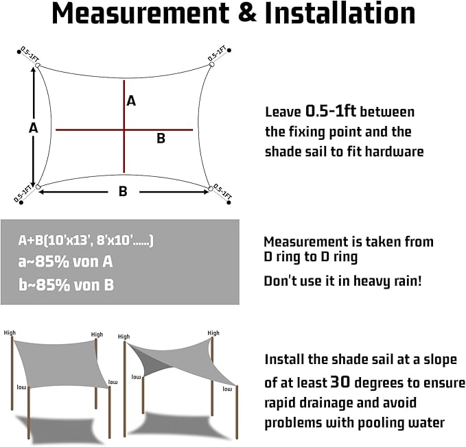 LOVE STORY Triangle 15'x15'x15' Waterproof Sun Shade Sail Canopy UV Block for Outdoor Patio Backyard Carport,Cream(We Make Custom Size)