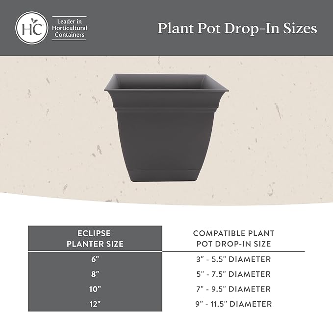 The HC Companies 6 Inch Eclipse Square Planter Pots with Drainage Holes & Attached Saucer, Lightweight UV-Resistant Plastic Indoor Outdoor Planters, 4-Pack Flower Pots for Garden & Home Decor, Teal