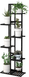 Laiensia Bamboo Plant Stand Rack 6 Tier,Multiple Stand Holder Shelf Rack, Indoor&Outdoor Planter Display Shelves for Patio Garden, Living Room, Corner Balcony and Bedroom,Black