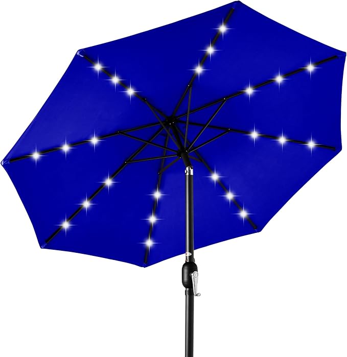 Best Choice Products 10ft Solar Polyester LED Lighted Patio Umbrella w/Tilt Adjustment and UV-Resistant Fabric