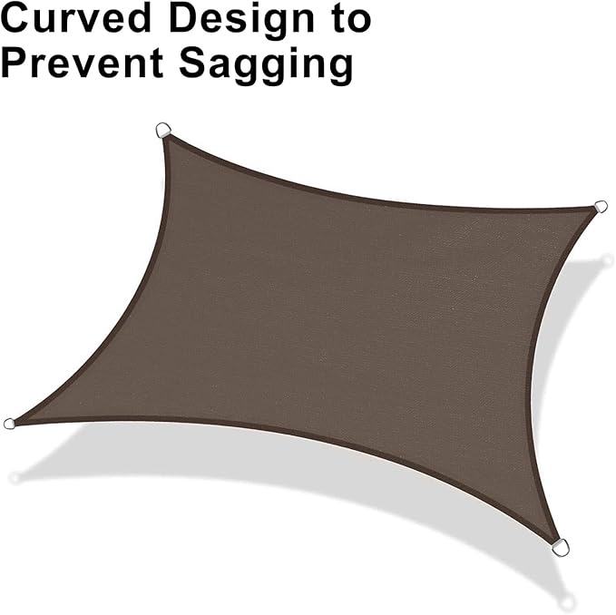 LOVE STORY Custom Size 7'x12' Brown Sun Shade Sail Rectangle UV Block Canopy Patio Sail Sunshades Fabric for Outdoor Garden Carport (We Make Custom Size)