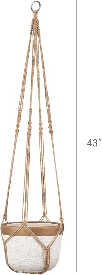 Dahey Macrame Plant Hanger Indoor Outdoor Hanging Planter Basket Large for up to 12" Pot Handmade Woven Cotton Rope Flower Pots Holder for Boho Home Decor, 43 Inch, Set of 2, Brown