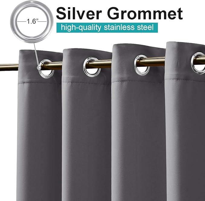 NICETOWN Patio Outdoor Curtain 140" Extra Wide Waterproof for Porch, Grommet Vertical Blinds Thermal Insulated Blackout Divider Drape for Outside Balcony/Lounge, Grey, 1 Panel, 108" Long