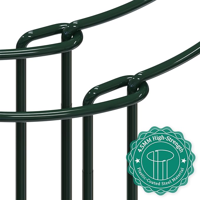 16 Pack 24 inch Plant Support Stakes, Half Round Peony Cage and Support, Adjustable Plant Support Stand with Clips & Twist Tie Garden Stakes for Indoor Outdoor, Heavy Duty Plant Support Ring