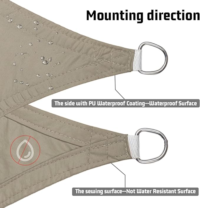 LOVE STORY Right Triangle 5'x7'x8.6' Waterproof Sun Shade Sail Canopy UV Block for Outdoor Patio Backyard Carport,Taupe(We Make Custom Size)