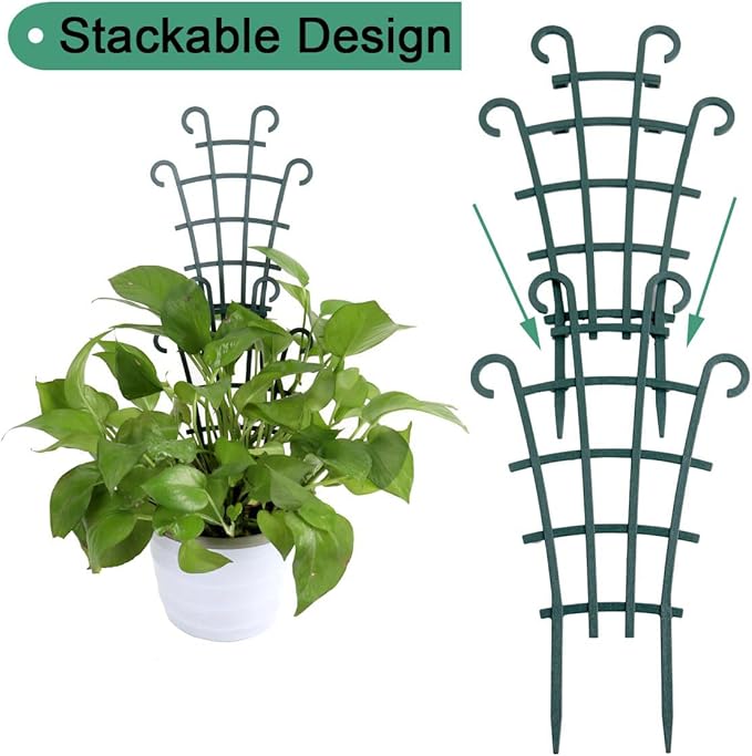 Indoor Small Trellis, 6Pcs Plant Trellis for Climbing Plants Trellis for Potted Plants Stackable Plastic Pot Plant Support Trellis for Indoor Outdoor Hoya Vines Pothos Houseplants