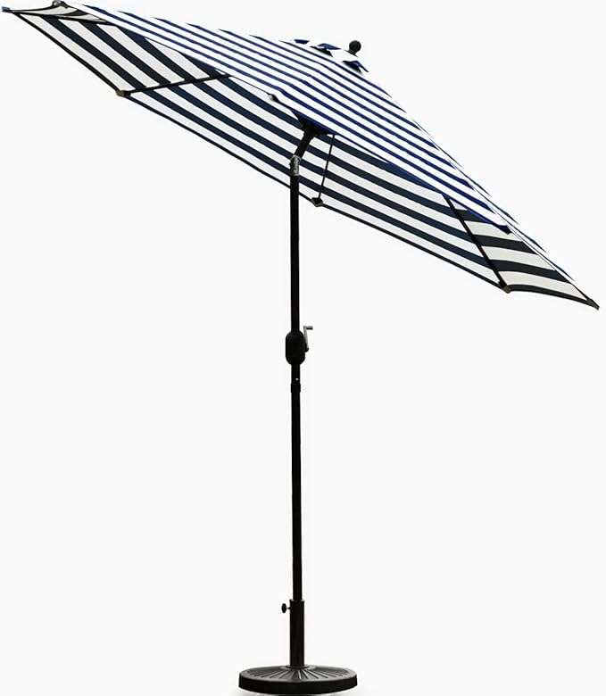 Sunnyglade 7.5' Patio Umbrella Outdoor Table Market Umbrella with Push Button Tilt/Crank, 6 Ribs (Blue and White)