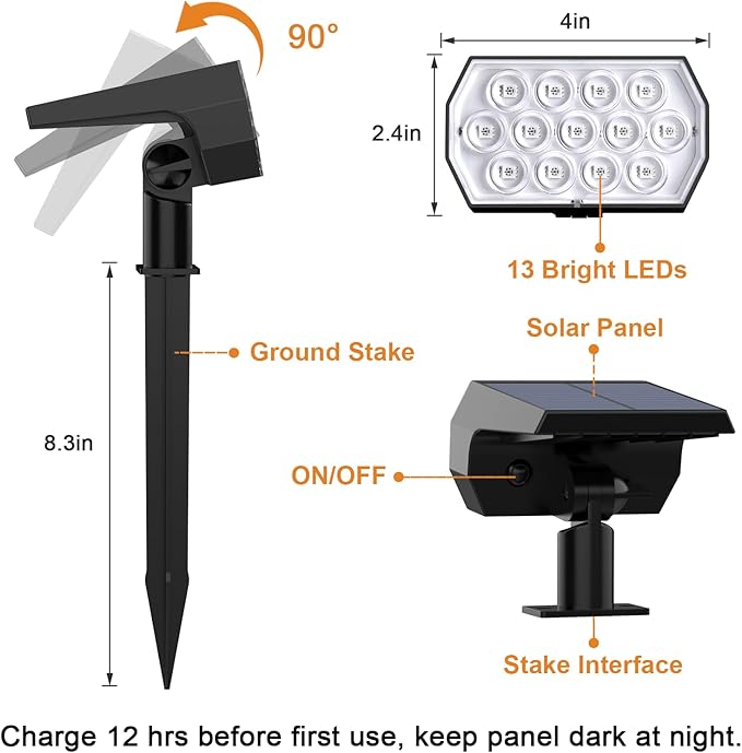 WELALO Solar Color Changing Spot Lights Outdoor, Waterproof Solar Halloween Lights, 7 Modes Multicolor RGB Landscape Spotlights for Garden Yard Driveway Lawn Patio Pathway Christmas Decorations 6 Pack