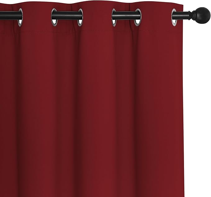 NICETOWN Blackout Curtains for Sliding Glass Door Room Divider Noise Reduce Curtain Panel Portable Window Screen Sliding Partition, W100 x L102 inches, 1 Panel, Burgundy Red
