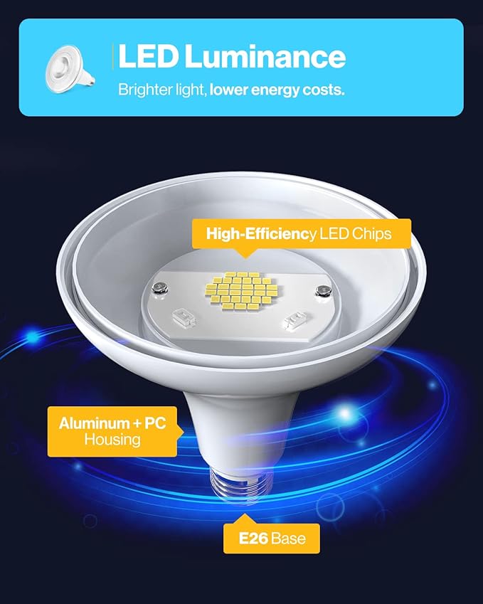 Sunco 48 Pack Outdoor LED Flood Home Patio Driveway Light, Waterproof PAR38 LED Bulb, CRI90, 3000K Warm White, 1050 Lumens, 100W Equivalent 13W, Dimmable, Wet-Rated, E26 Base UL
