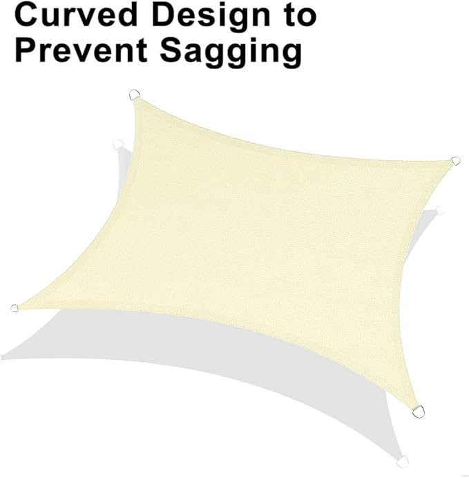 LOVE STORY Custom Size 16'x18' Butter Cream Sun Shade Sail Rectangle UV Block Canopy Patio Sail Sunshades Fabric for Outdoor Garden Carport (We Make Custom Size)