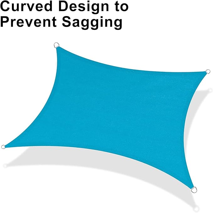 LOVE STORY Custom Size 12'x15' Turquoise Blue Sun Shade Sail Rectangle UV Block Canopy Patio Sail Sunshades Fabric for Outdoor Garden Carport (We Make Custom Size)