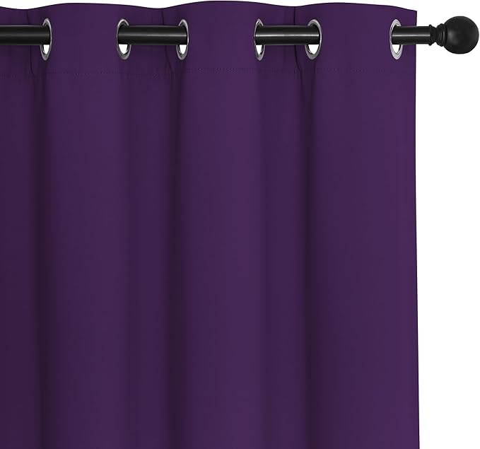 NICETOWN Royal Purple Blackout Curtains for Bedroom 95 Inch Length - Thermal Insulated Room Darkening Privacy Grommet Window Drapes for Boys Room, Set of 1 Panel, 80 x 95 Inch