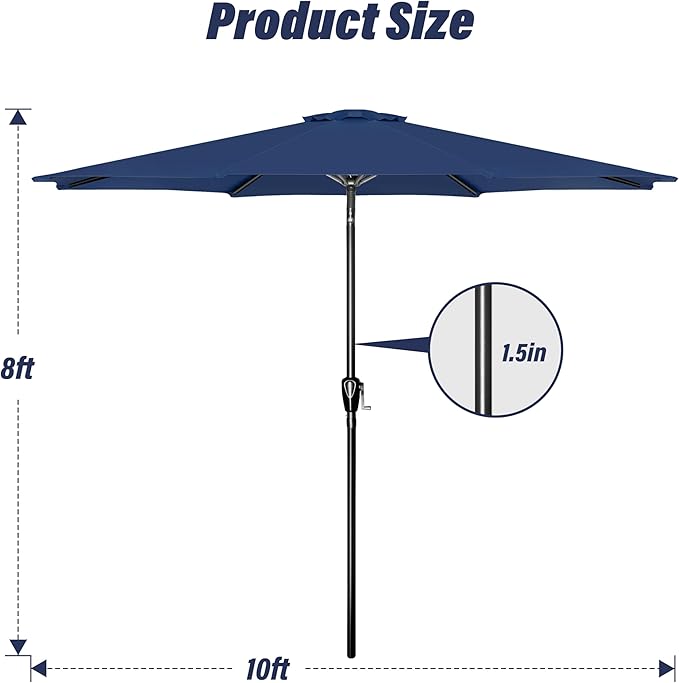 Simple Deluxe 9' Patio Umbrella Outdoor Table Market Yard Umbrella with Push Button Tilt/Crank