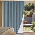 H.VERSAILTEX Linen Blackout Curtains Durable Thick Textured Linen Look 100% Blackout Patio Door Curtain Anti Rust Grommet Extra Wide Sliding Door Curtain Panel, W100 x L84 inch - Stone Blue