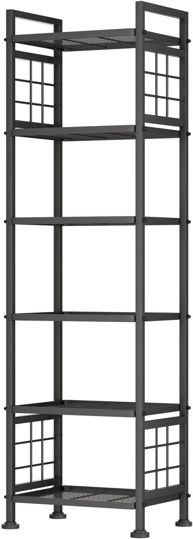 GIOTORENT 6-Wire Standing Storage Shelf for Bathroom Organizers and Storage & Laundry Room Organization, Metal Shelving Unit Pantry Rack for Kitchen & Bathroom, Black